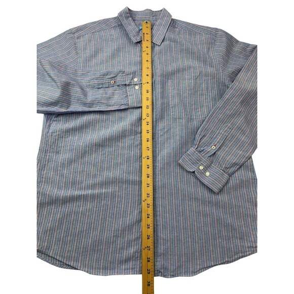J. McLaughlin Shirt Mens XL XLARGE Blue‎ Striped Linen Cotton Blend Button Down - Picture 9 of 16